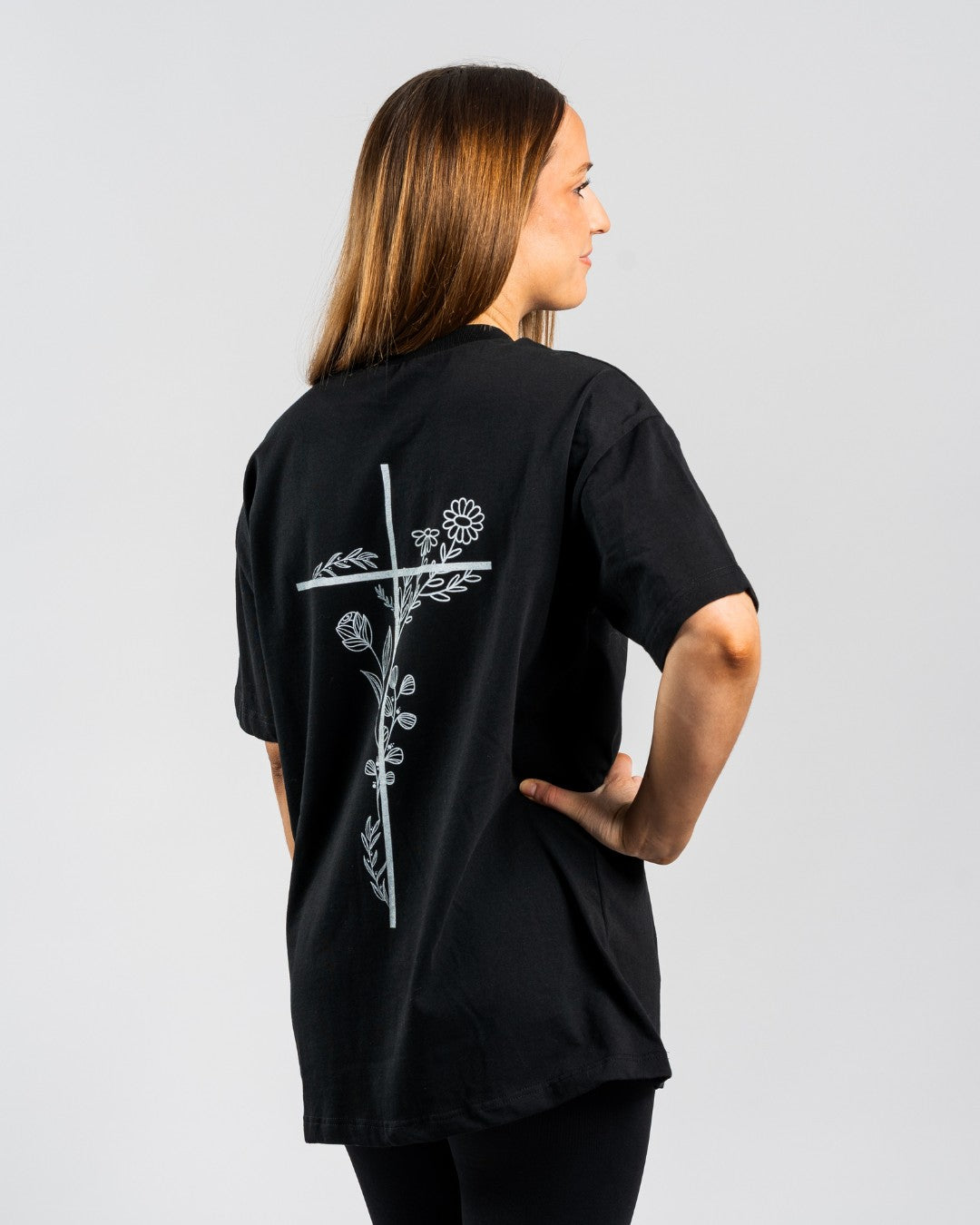 'Floral Cross' Women’s Oversized T-Shirt